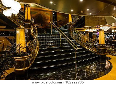 Cruise liner Splendida - April 3, 2017: Interior of cruise liner Splendida, MSC