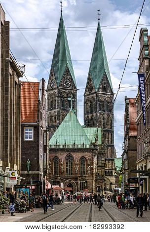 Bremen, Germany - April 2, 2017: Cathedral church (Bremer Dom) in Bremen, Germany
