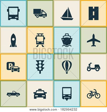 Shipment Icons Set. Collection Of Bicycle, Van, Way And Other Elements. Also Includes Symbols Such As Yacht, Airship, Road.