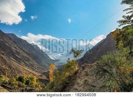 Rakaposhi Glacier Mountain Peak In The Karakoram Mountain Range, Nagar, Gilgit-Baltistan, Northern Pakistan