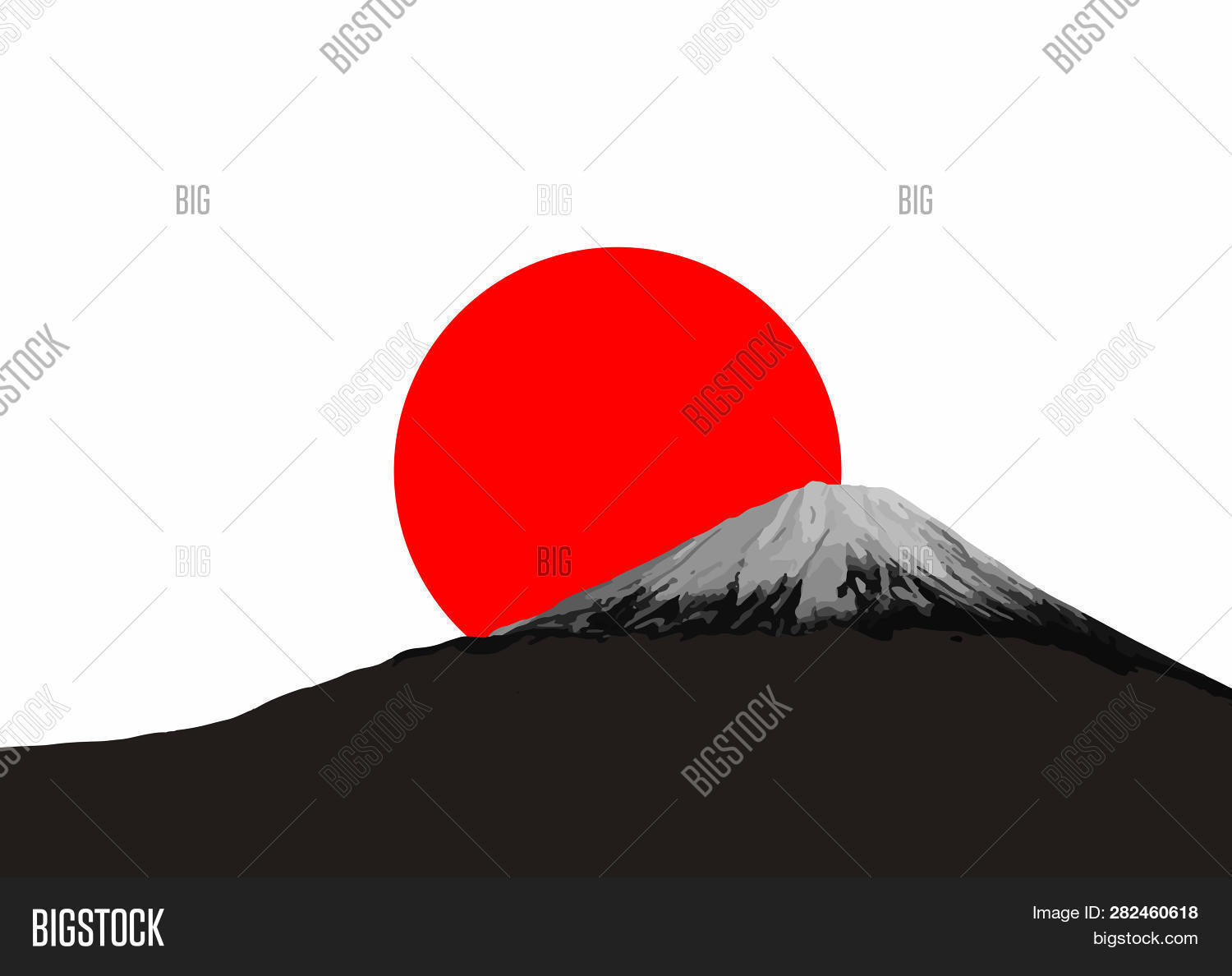 Mount Fuji Red Rising Sun Illustration Photo Bigstock