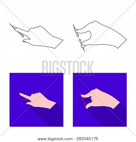 Vector Illustration Of Touchscreen And Hand Icon. Collection Of Touchscreen And Touch Vector Icon Fo