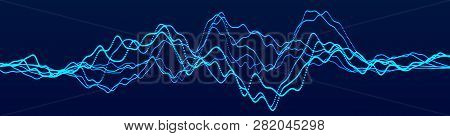 Abstract Background With Dynamic Waves. Big Data Visualization. Sound Wave Element. Technology Equal