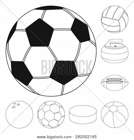 Vector Design Of Sport And Ball Symbol. Set Of Sport And Athletic Vector Icon For Stock.