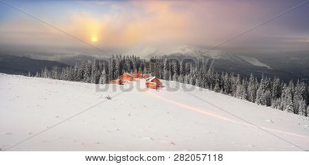 Hut On The Background Chernogora