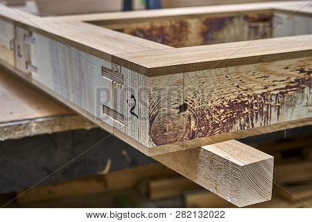 Wood Door Manufacturing Process. Door Frame. Furniture Manufacture.