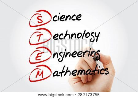Stem - Science, Technology, Engineering, Mathematics Acronym With Marker, Education Concept Backgrou