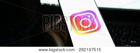 Minsk, Belarus - January 07, 2019 : Male Hand Hold Samsung Galaxy S9 In Hand Illustrative Editorial