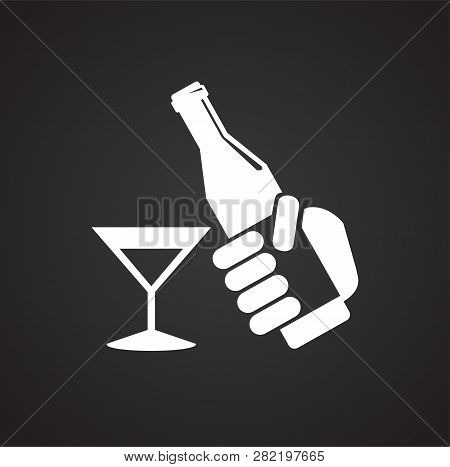 Birthday Alcohol Icon On Black Background For Graphic And Web Design, Modern Simple Vector Sign. Int