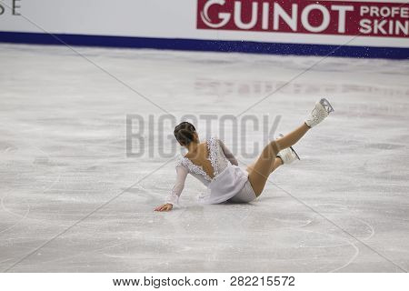 Belarus, Minsk, Ice Arena, January 25, 2019. European Figure Skating Championship.Swiss figure Yasmine Kimiko Yamada skater performs free program
