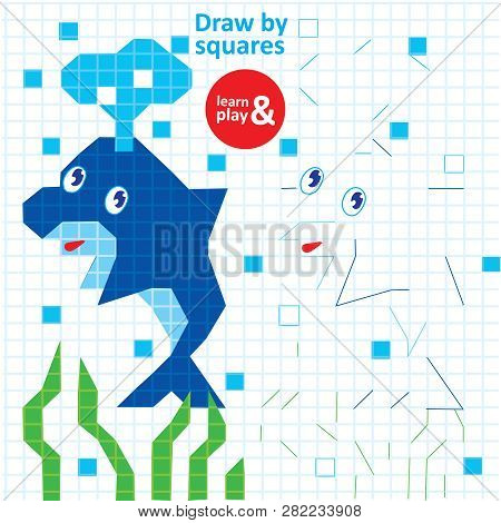Draw Squares Dolphin Kid Game Printable Worksheet
