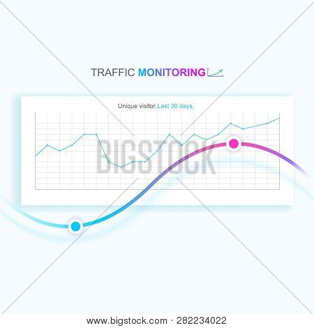 Website Graph Shows Unique Visitors. Website Traffic Monitoring Tools.