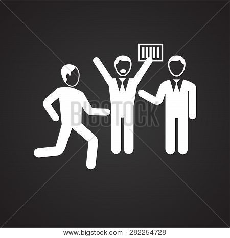 Collaboration Achievement On Black Background Icon For App Or Web Using