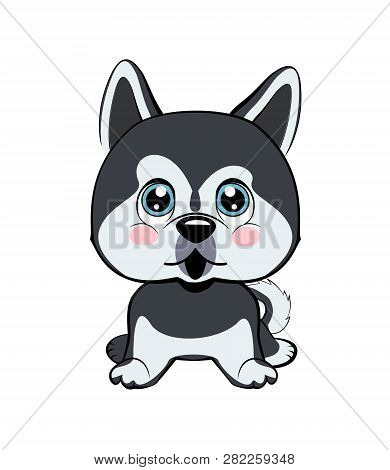 Vector Stock Illustration Isolated Emoji Character Cartoon Dog Embarrassed, Shy And Blushes Sticker 