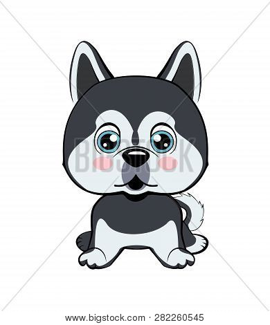 Vector Stock Illustration Isolated Emoji Character Cartoon Dog Embarrassed, Shy And Blushes Sticker 