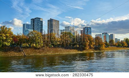 Grenelle District And Seine River In Paris, France