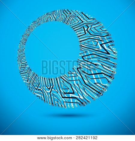 Vector Circuit Board, Digital Technologies Abstraction. Computer Microprocessor Scheme, Futuristic D