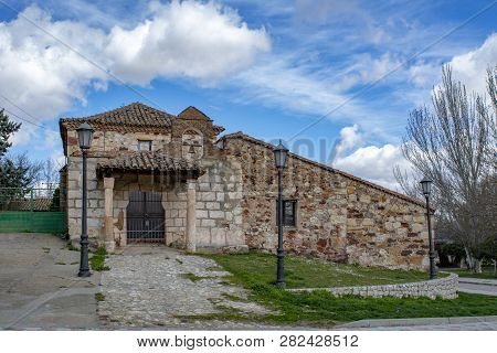 Zamora, Spain, March 2018: View Of The Main Facade Of The Small Ermita De La Peña De Francia In The 
