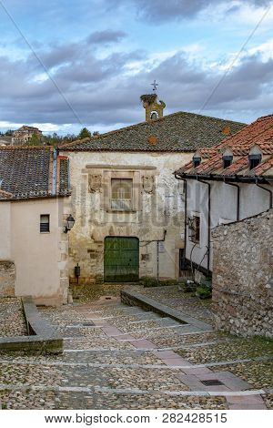Sepulveda, Segovia, Spain; March 2018:  View Of One Street In The Old Town In The Village Of Sepulve