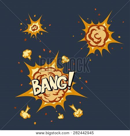 Explosion Animation In Cartoon Style. Isolated Image Of Comic Blast. Bang Icon