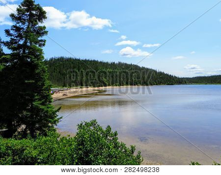 The Pristine Clear Waters Of Sandy Pond In Terra Nova National Park, Newfoundland And Labrador, Cana