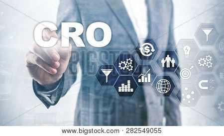 Conversion Rate Optimization. Cro Business Technology Finance Concept On A Virtual Screen.