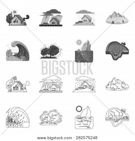 Vector Illustration Of Natural And Disaster Icon. Collection Of Natural And Risk Vector Icon For Sto