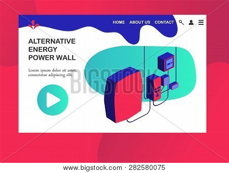 Power Wall Concept In Modern Isometric Style