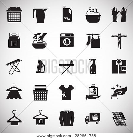 Laundry Icons Set On White Background For Graphic And Web Design, Modern Simple Vector Sign. Interne