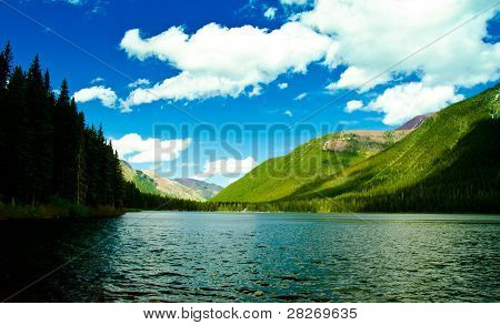 Green mountain and blue sky