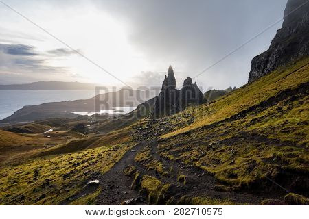 The Landscape Around The Old Man Of Storr And The Storr Cliffs, Isle Of Skye, Scotland, United Kingd