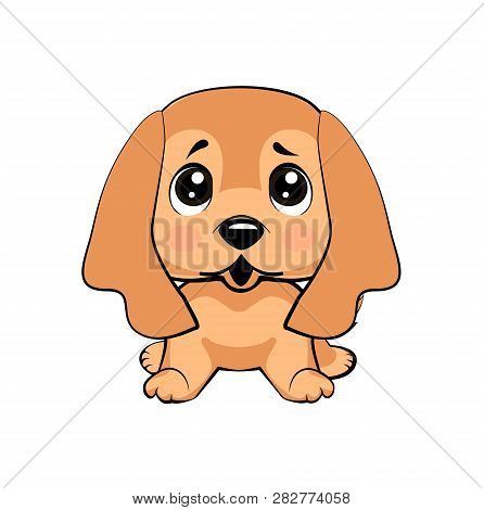 Vector Stock Illustration Isolated Emoji Character Cartoon Dog Embarrassed, Shy And Blushes Sticker 