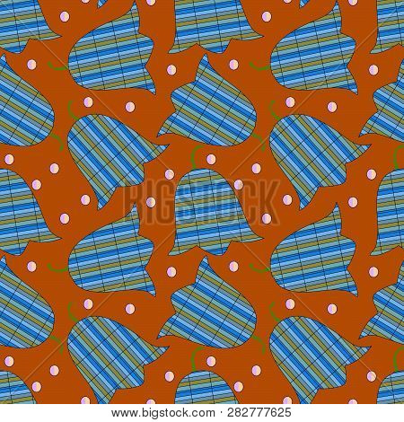 Samless Colorful Pattern With Striped Decorative Bluebells