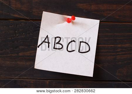 Abcd Word On The Sticker Close Up