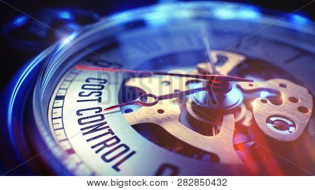 Cost Control - Phrase On Pocket Watch. 3d Render.