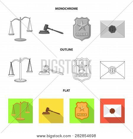 Vector Illustration Of Law And Lawyer Icon. Set Of Law And Justice Vector Icon For Stock.