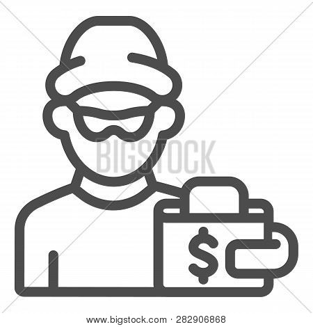 Thief And Wallet Line Icon. Crime Vector Illustration Isolated On White. Theft And Wallet Outline St