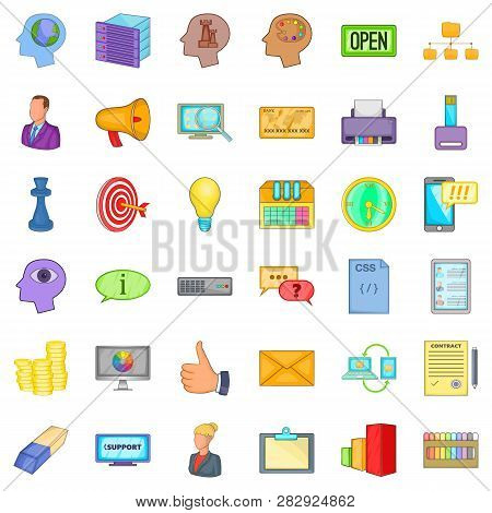 Best Idea Icons Set. Cartoon Style Of 36 Best Idea Icons For Web Isolated On White Background