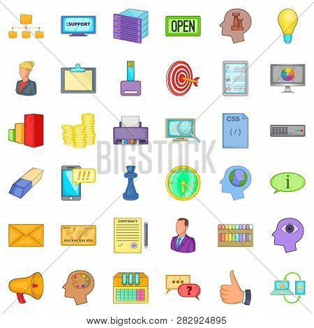 Good Marketing Icons Set. Cartoon Style Of 36 Good Marketing Icons For Web Isolated On White Backgro
