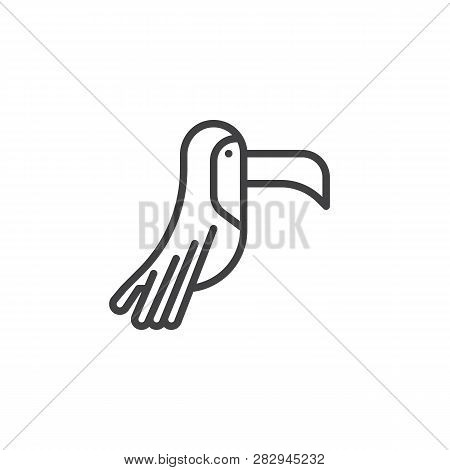 Toucan Bird Line Icon. Linear Style Sign For Mobile Concept And Web Design. Exotic Toco Toucan Outli