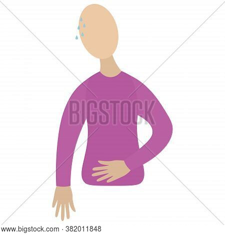 Abdominal Pain. Sign Of Diarrhea. Vector Icon. Isolated White Background. Flat Style. Torsion In The