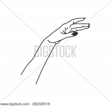 Hand Drawn Vector Abstract Stock Flat Graphic Illustration With Logo Elements , Woman Fashion Magic 