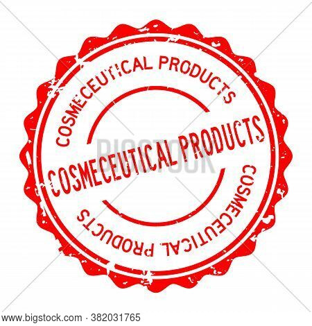 Grunge Red Cosmeceutical Product Word Round Rubber Seal Stamp On White Background
