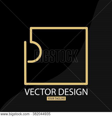 Stylized Letter P With A Square Frame. Vector Template For Logo, Label Or Sticker.