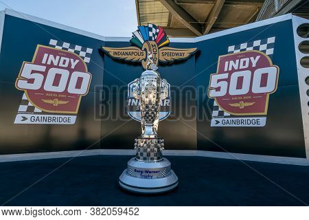 August 21, 2020 - Indianapolis, Indiana, USA: The Borg Warner Trophy goes on display before the final practice for the Indianapolis 500 at Indianapolis Motor Speedway in Indianapolis Indiana.
