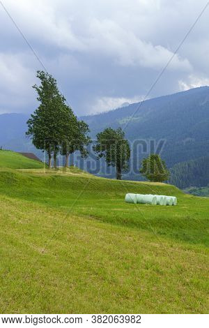 Mountain Landscape Near Cavalese In The Fiemme Valley, Dolomites, Trentino Alto Adige, Italy, At Sum