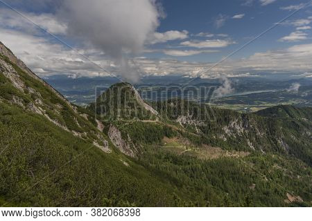 Ferlacher Spitze Hill Under Mittagskogel Hill In Summer Green Day