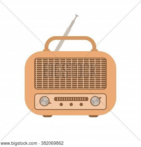 Rerto Radio In Cartoon Style Isolated On White Background