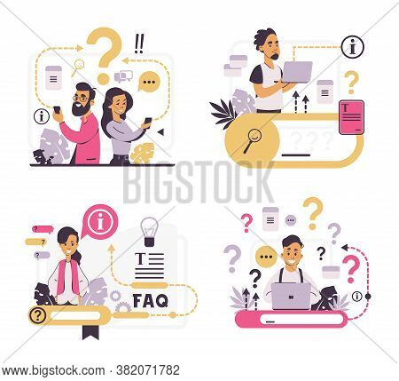 Faq Concept. Customer Support And Forum Question Metaphor, Helpful Information And Online Communicat