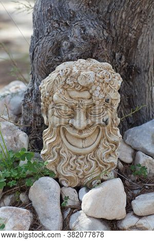 Mask Of Dionysus, Or Bacchus God Of The Grape-harvest, Winemaking And Wine In Ancient Greece